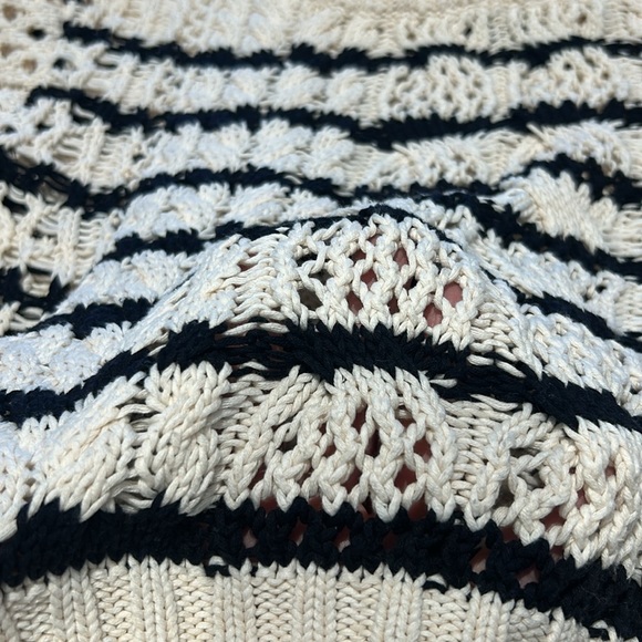 Line the Label Cable-Knit Oversized Open Neck Cotton Striped Sweater Size XS - Picture 13 of 13